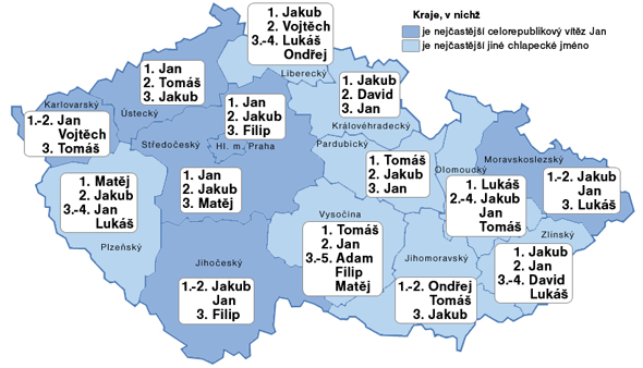 Mapa: Krajští vítězové - chlapci, leden 2010