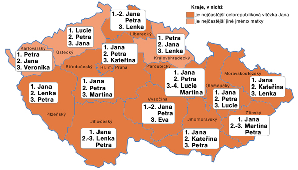 Mapa: Krajské vítězky - matky, leden 2010