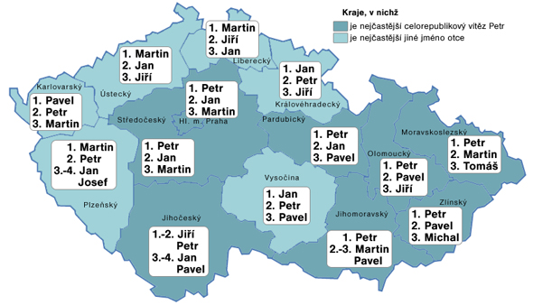 Mapa: Krajští vítězové - otcové, leden 2010