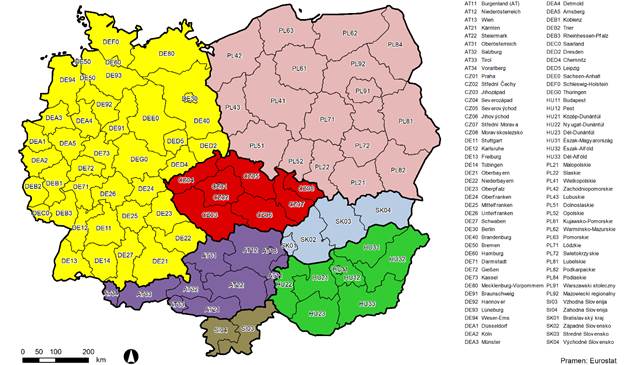 Regiony střední Evropy (NUTS 2)